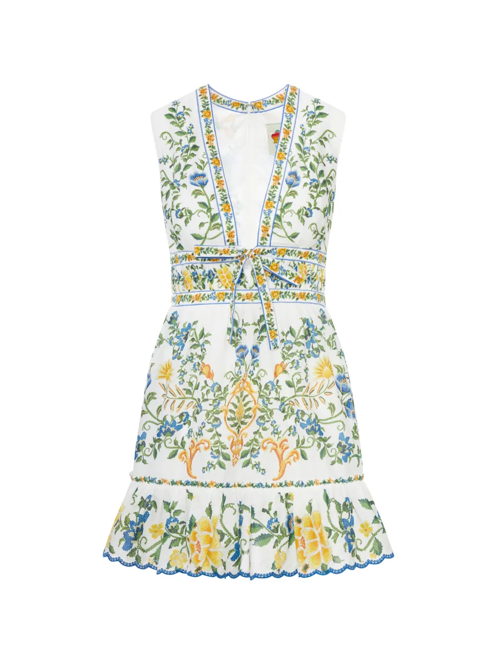 FARM Rio Abito Emily corto a fiori con ruches - Bianco