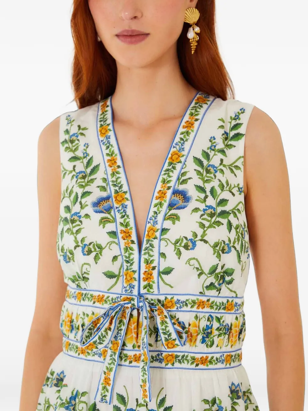 FARM Rio Emily mini-jurk met bloemenprint en ruches Wit