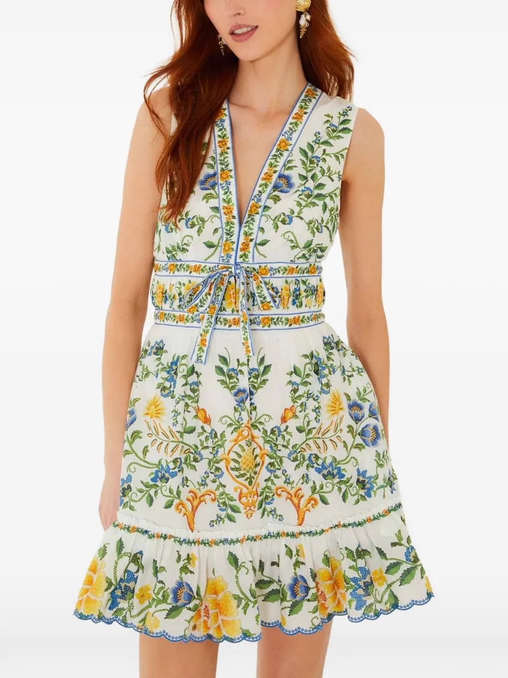 FARM Rio Emily floral-print ruffled mini dress