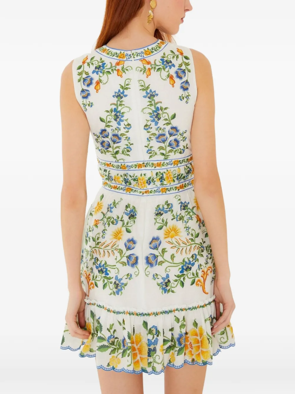 FARM Rio Emily mini-jurk met bloemenprint en ruches Wit