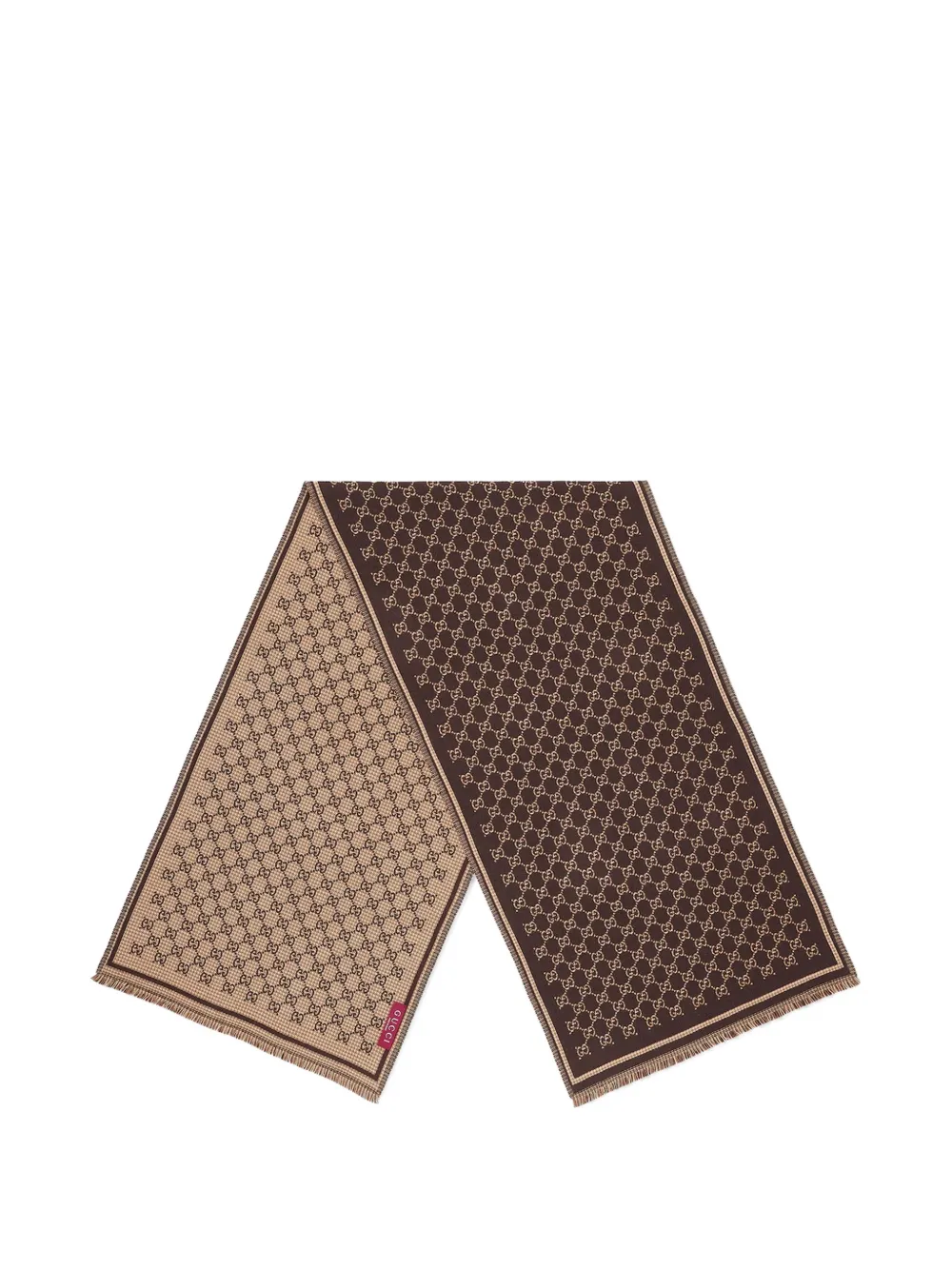 Gucci GG-jacquard wool scarf - Brown