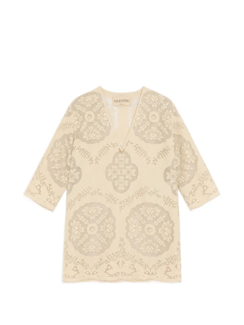 Valentino Garavani short dress in floral stamp blanket - Nude