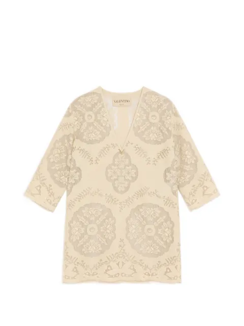 Valentino Garavani short dress in floral stamp blanket