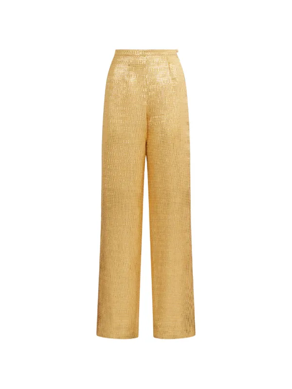 Taller Marmo Marlene Sunrise Palazzo Pants in Gold