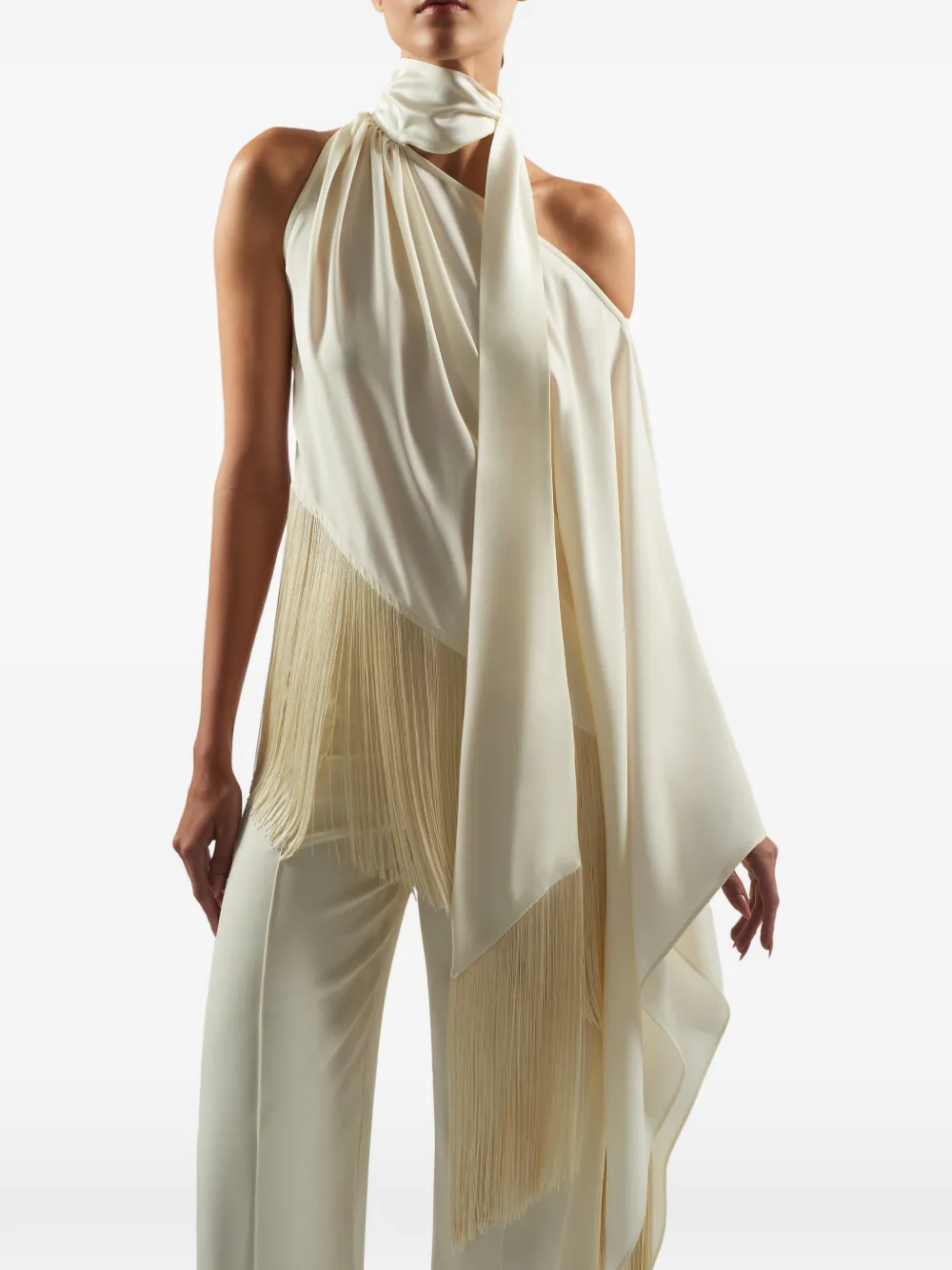 Taller Marmo Atlas blouse met franje Wit