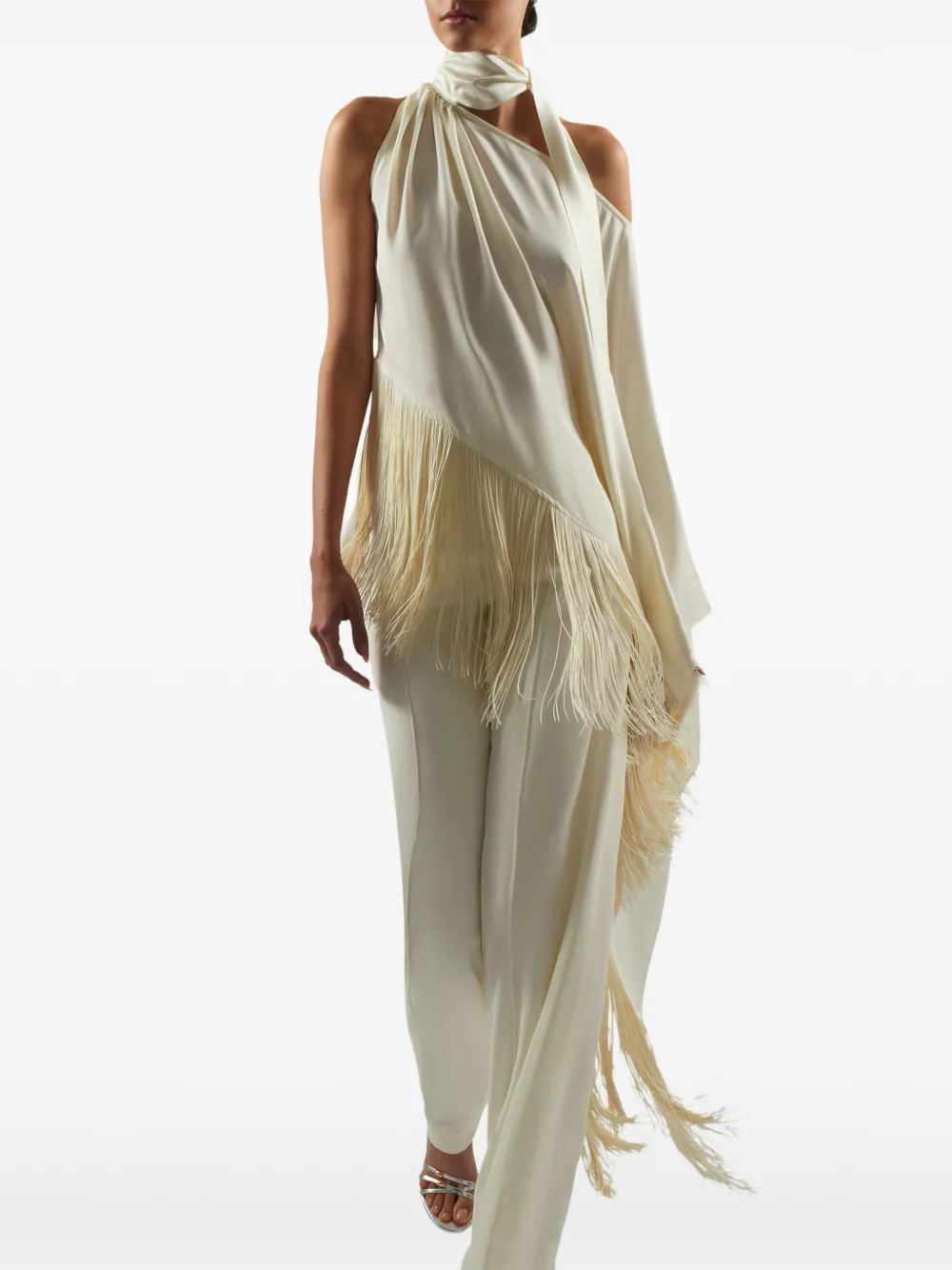 Taller Marmo Atlas blouse met franje Wit