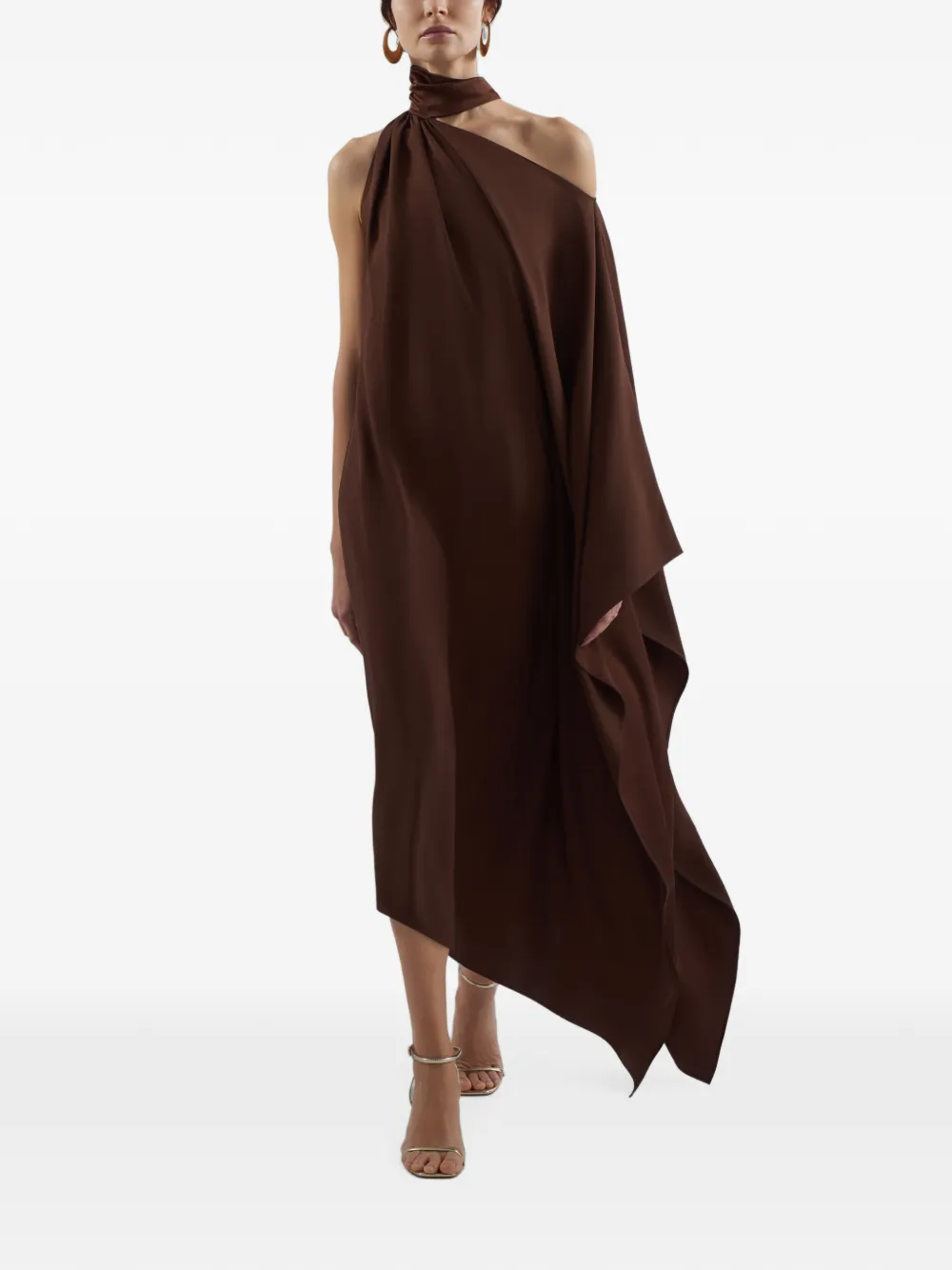 Taller Marmo Atlas asymmetrische midi-jurk Bruin
