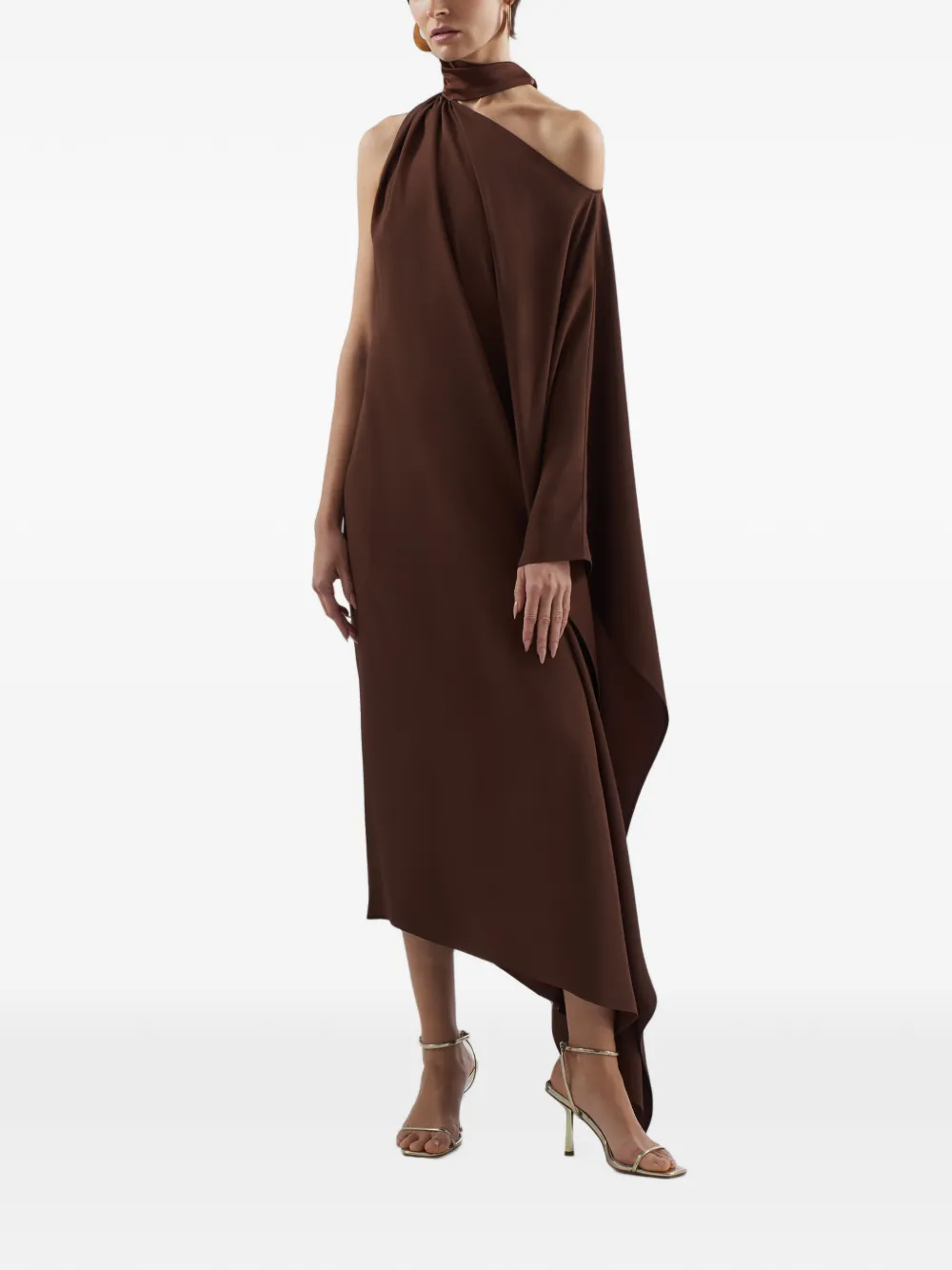 Taller Marmo Atlas asymmetrische midi-jurk Bruin