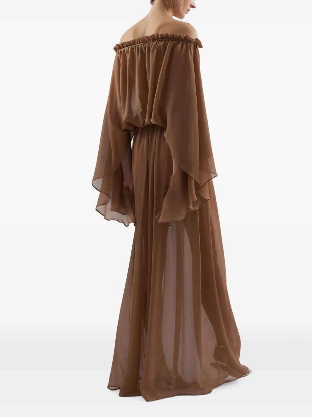 Taller Marmo Ouarzazate off-shoulder zijden maxi-jurk Bruin