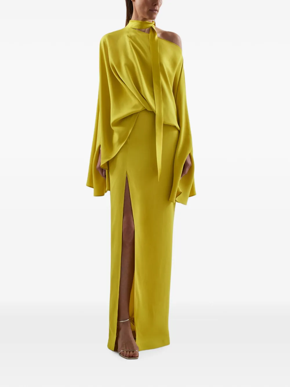 Taller Marmo Brooks maxi-jurk met gestrikte hals Geel