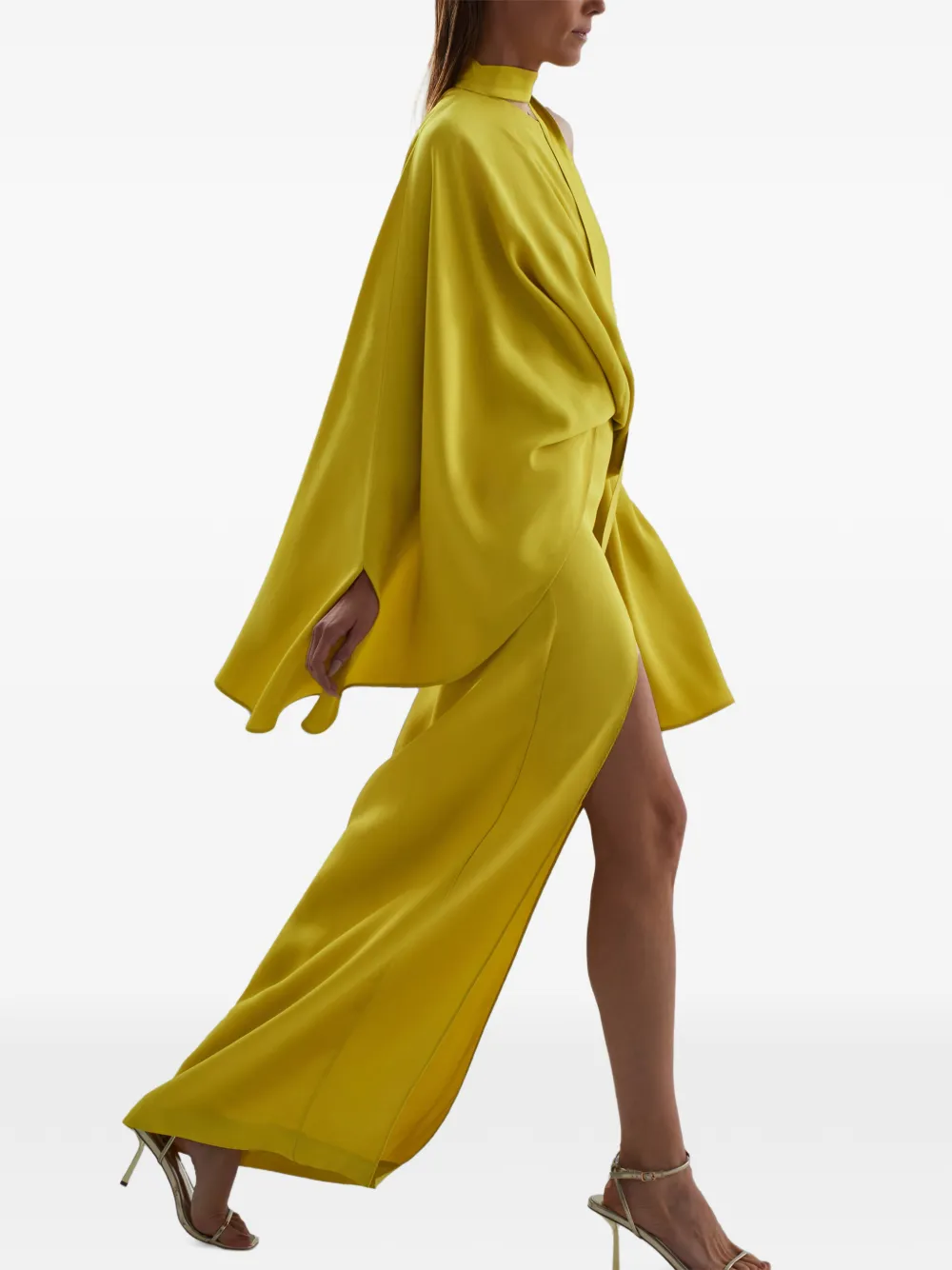 Taller Marmo Brooks maxi-jurk met gestrikte hals Geel