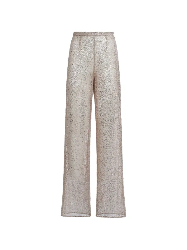 Taller Marmo Marlene Sequin-embellished Trousers in Neutrals