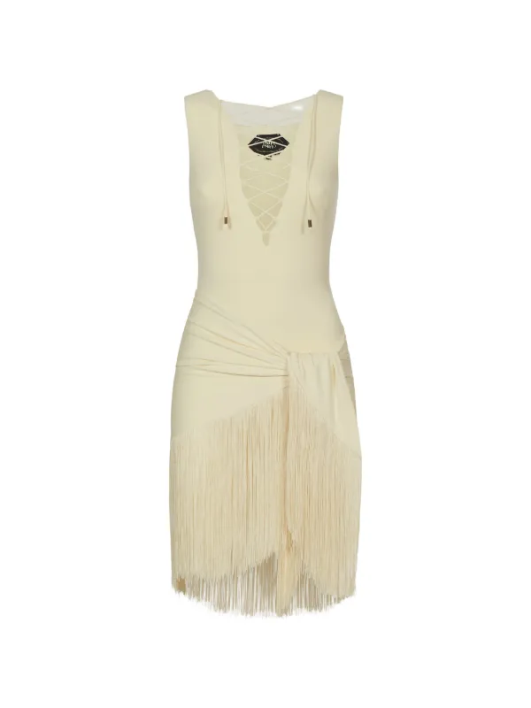 Taller Marmo Sahara Lace-up Swimsuit and Pareo Set in Neutrals