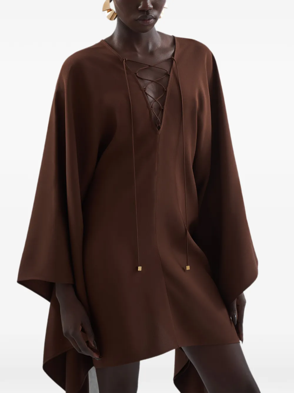 Taller Marmo Sahara mini-jurk met veters Bruin