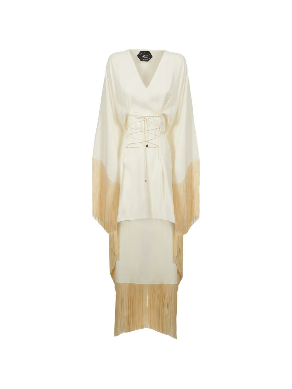 Taller Marmo mini Sierra fringed kaftan dress - Toni neutri