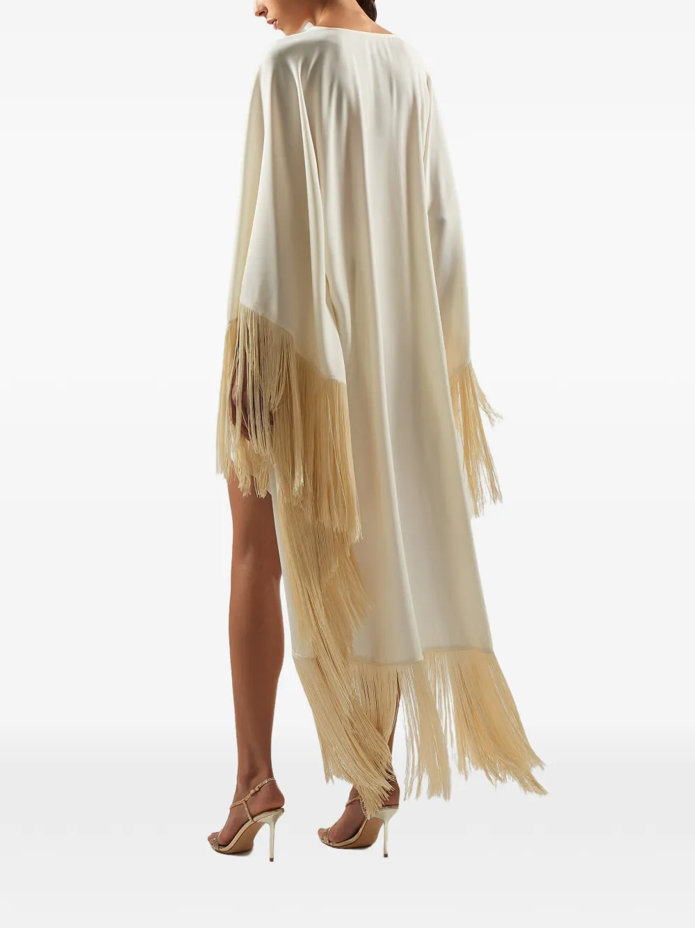 Taller Marmo mini Sierra fringed kaftan dress Beige