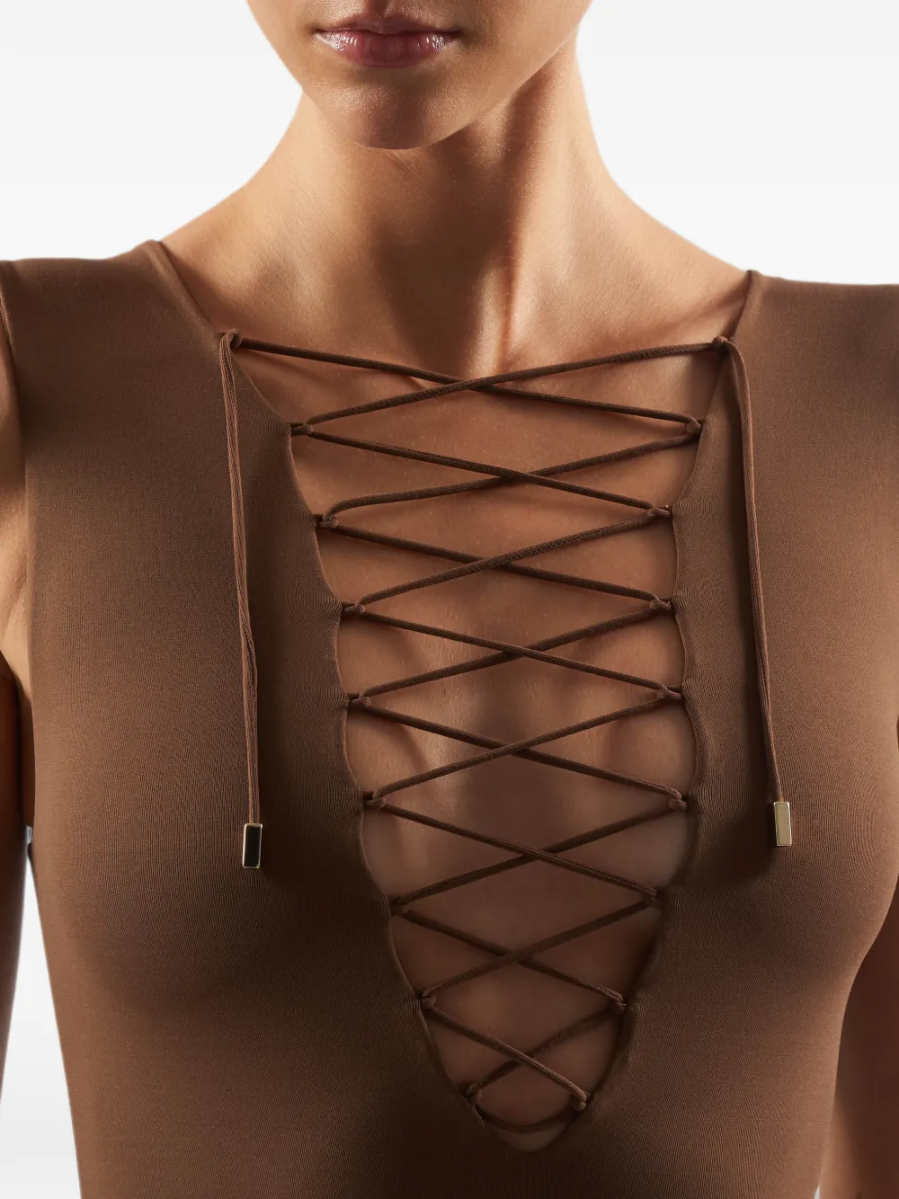Taller Marmo Sahara midi-jurk met franje Bruin