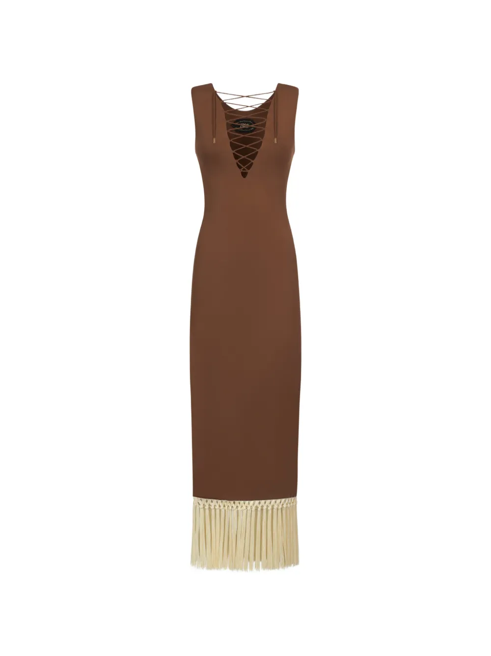 Taller Marmo Sahara lace-up fringe midi dress - Braun