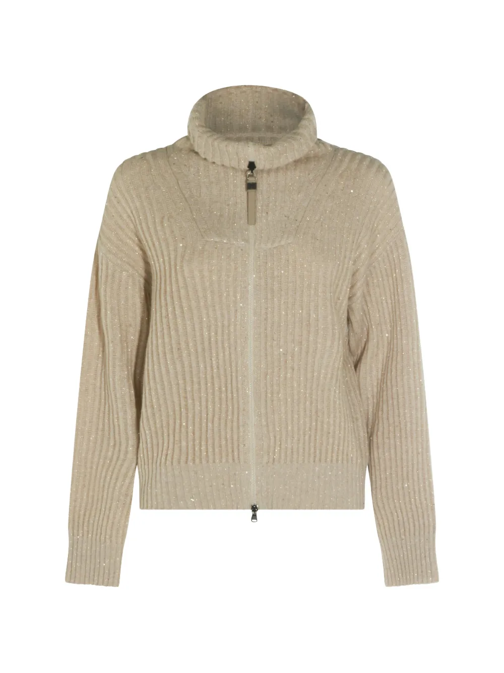 Brunello Cucinelli sequin-embellished ribbed-knit cardigan - Nude