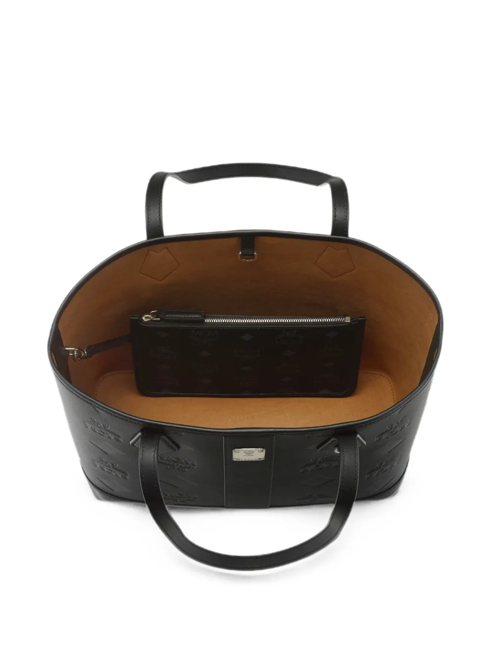 MCM Kleine Liz leren shopper met reliëf Zwart