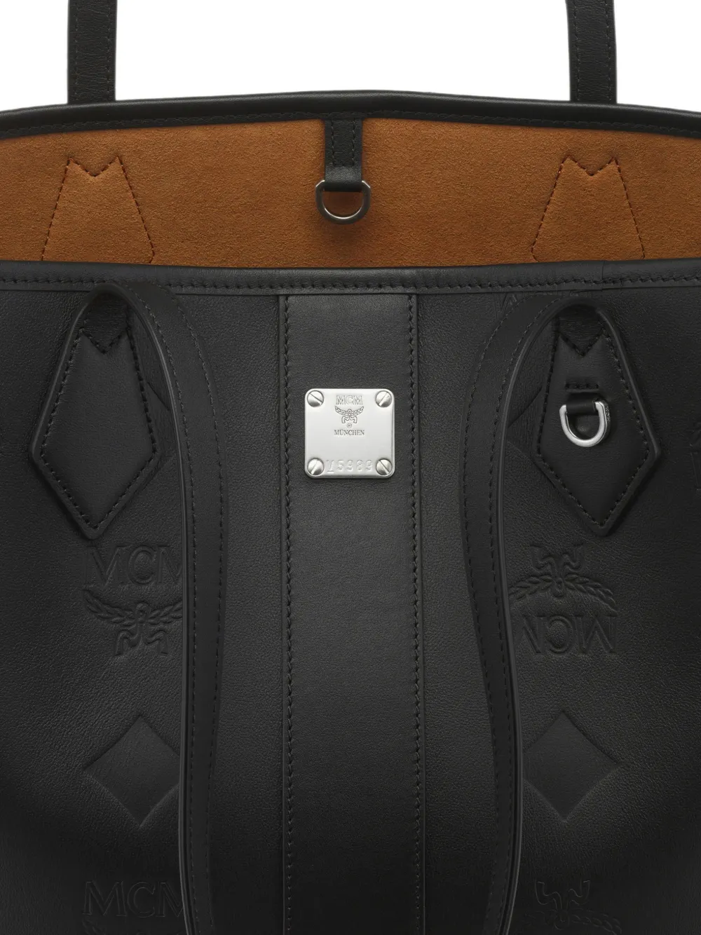 MCM Kleine Liz leren shopper met reliëf Zwart