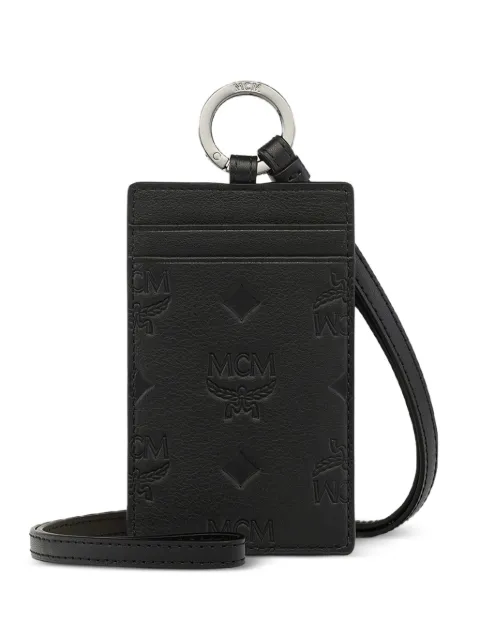 MCM embossed-monogram lanyard card holder