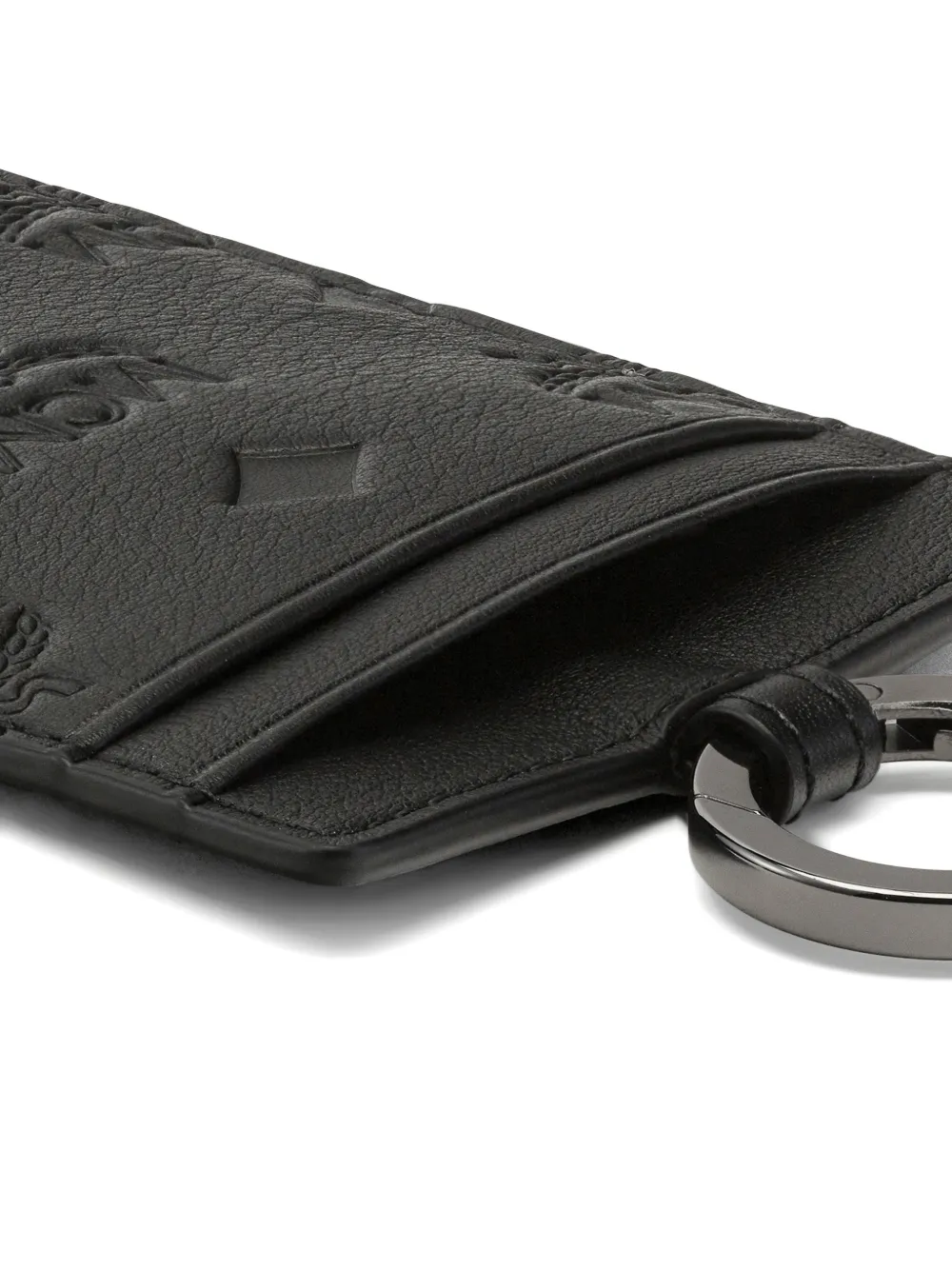 MCM Pasjeshouder met monogram-reliëf en sleutelkoord Zwart