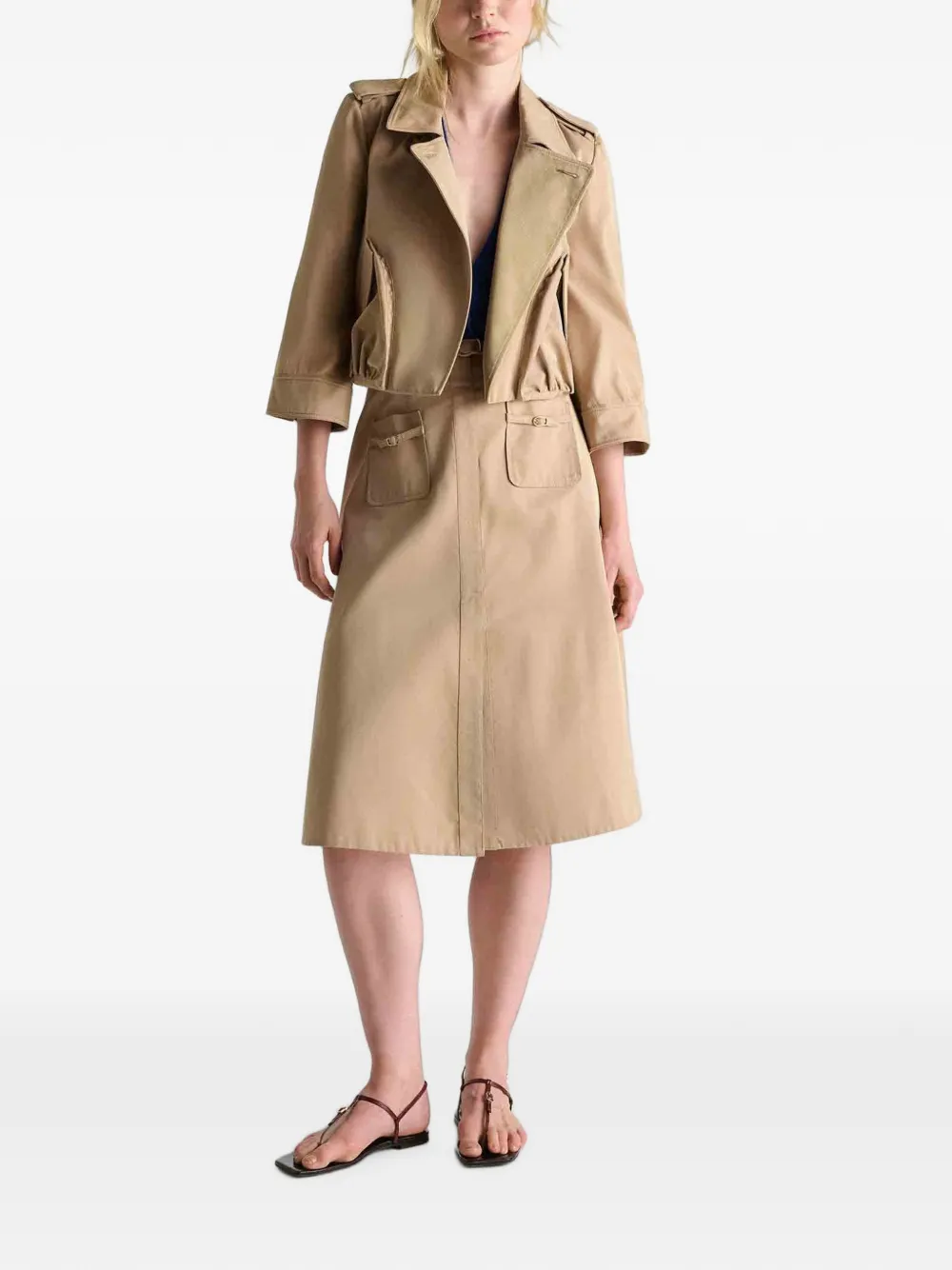 Dorothee Schumacher belted A-line midi skirt - Toni neutri