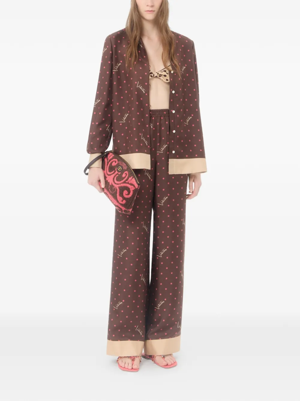 Valentino Garavani Stelline Firma Starry twill blouse Bruin