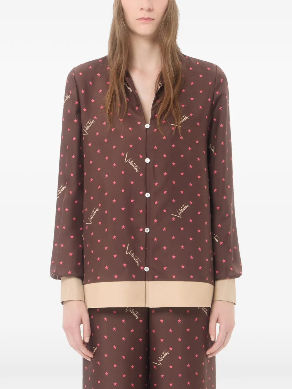 Valentino Garavani Stelline Firma Starry twill blouse Bruin