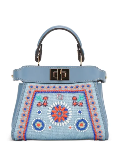 FENDI nano Peekaboo embroidered tote bag