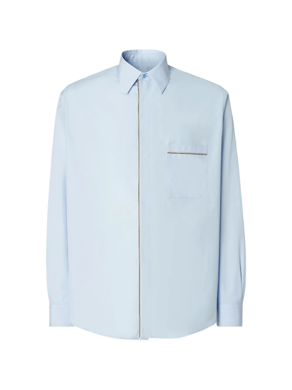 FENDI piped-detail chest-pocket shirt - Blue