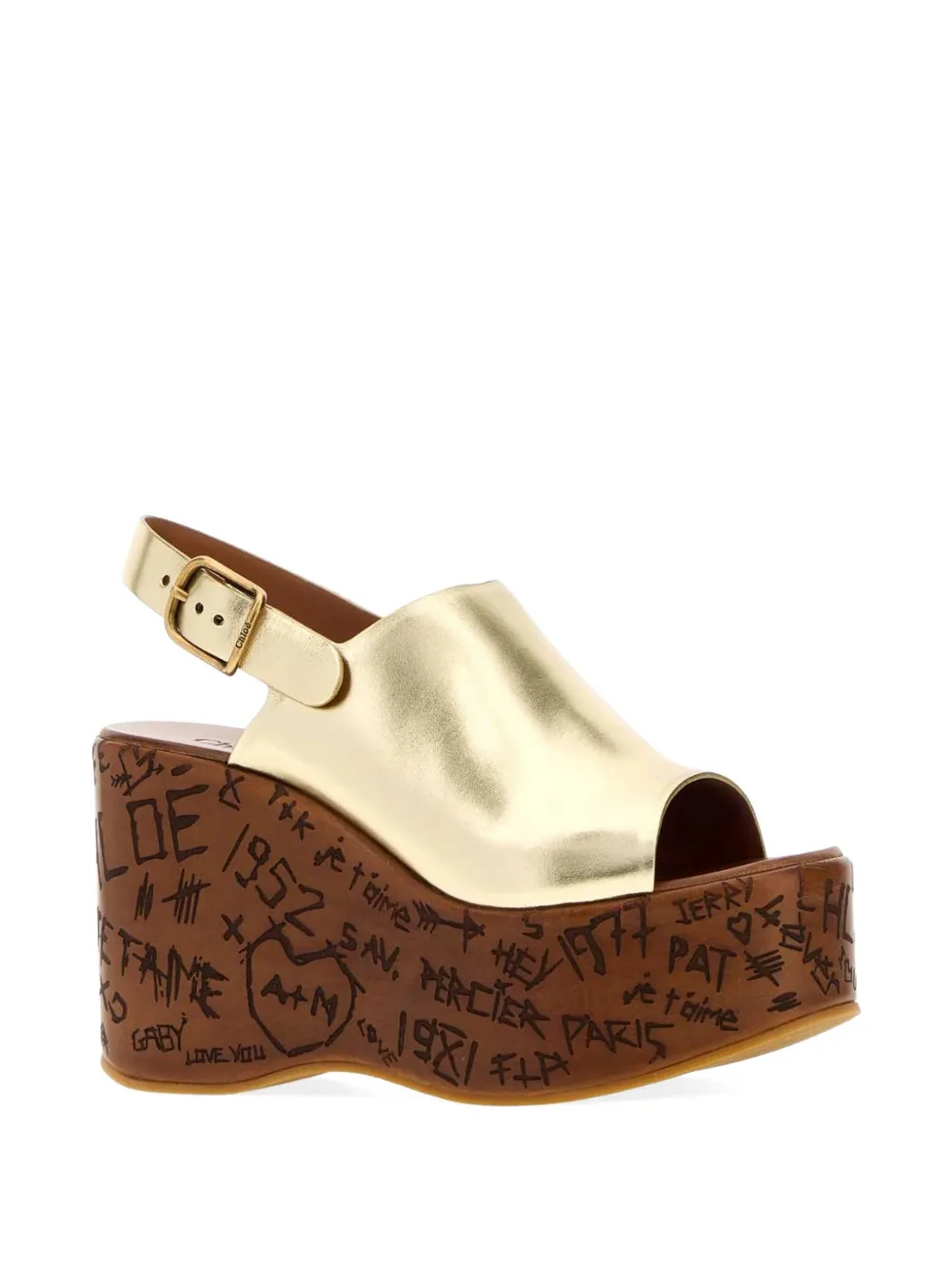 Chloé Maxime wedge sandals Goud