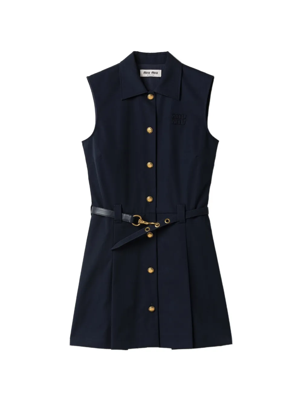 Miu Miu belted sleeveless mini dress - Blu