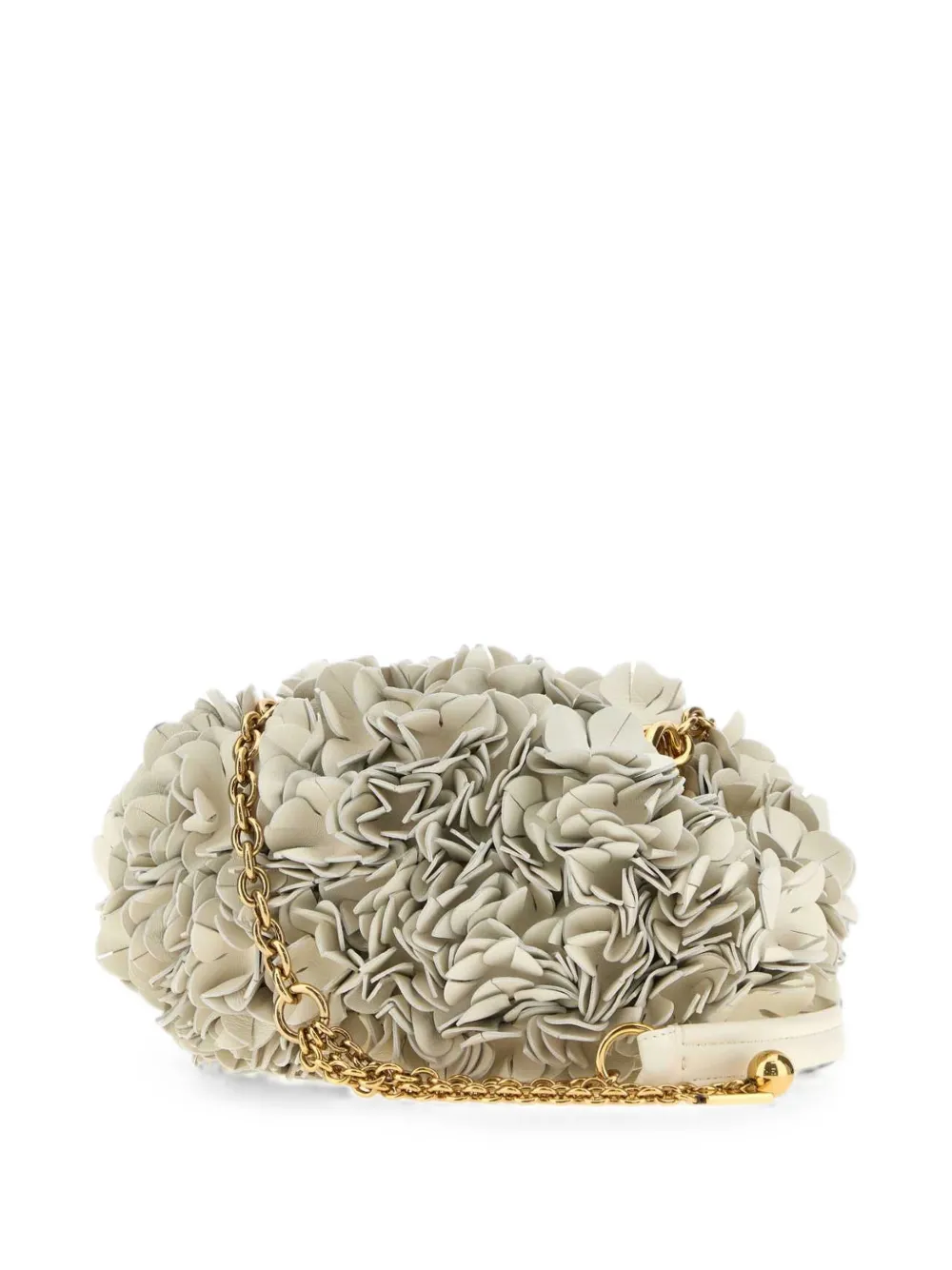 Chloé Plissé leren schoudertas met ketting en bloemen Wit