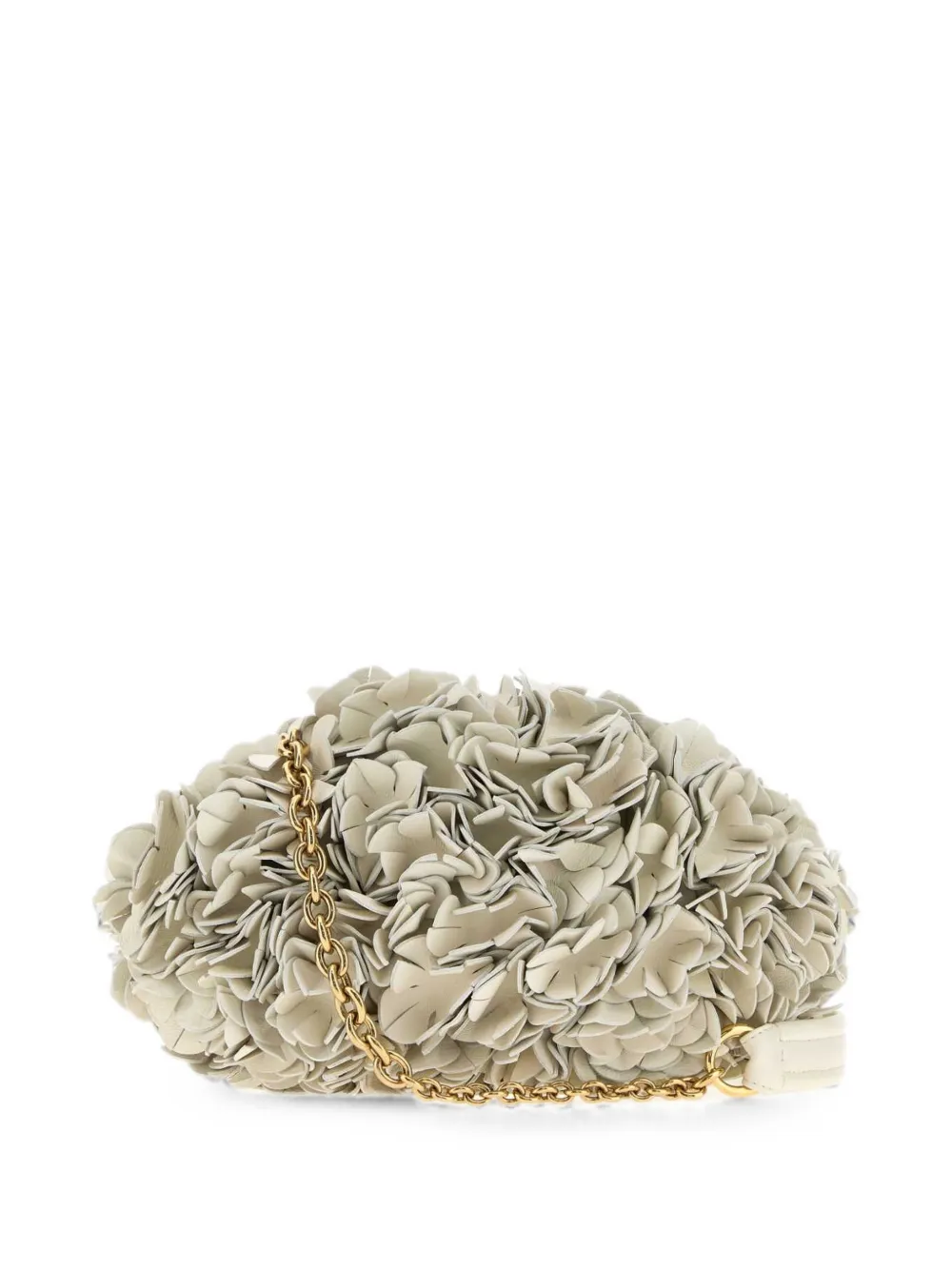 Chloé Plissé leren schoudertas met ketting en bloemen Wit