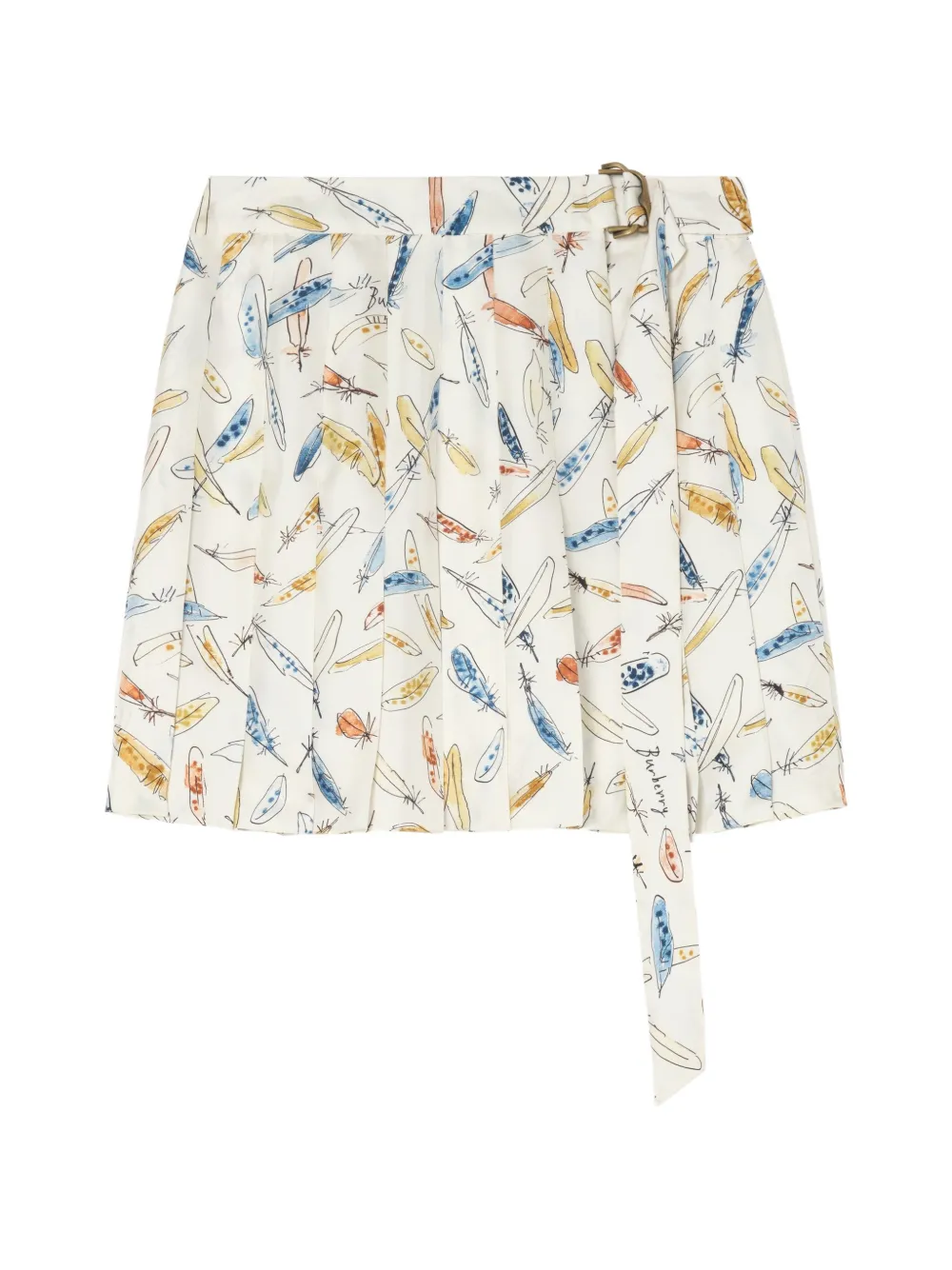 Burberry Minigonna in seta con stampa e plissé - Bianco