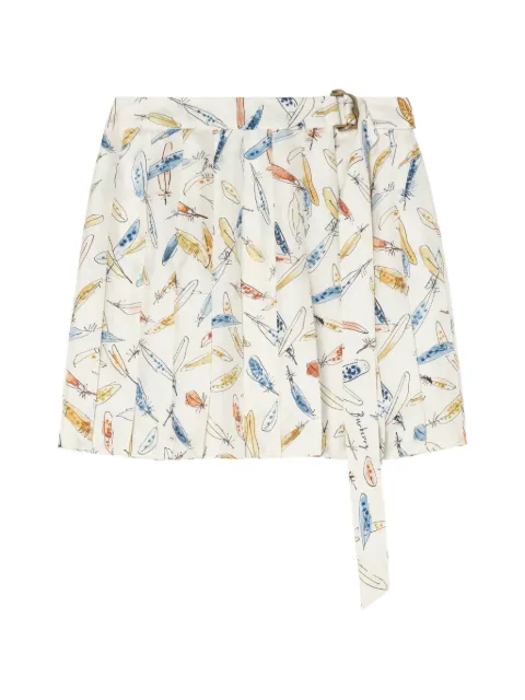 Burberry pleated feather-print silk mini skirt