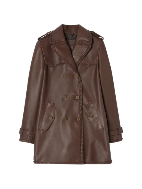 Burberry gabardina corta de piel con flecos