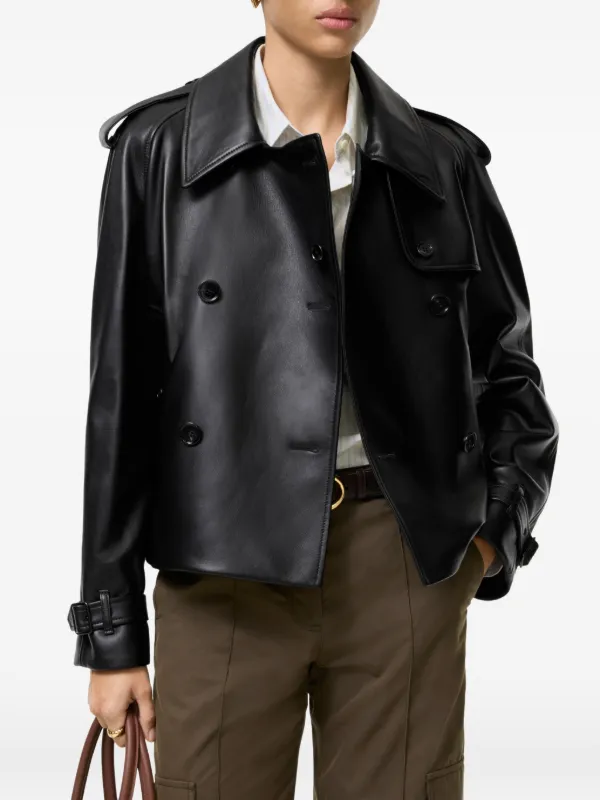 BURBERRY レザージャケット　ブラック　ショート丈　36 Burberry Cropped Leather Mayfair Trench Jacket | Black | FARFETCH