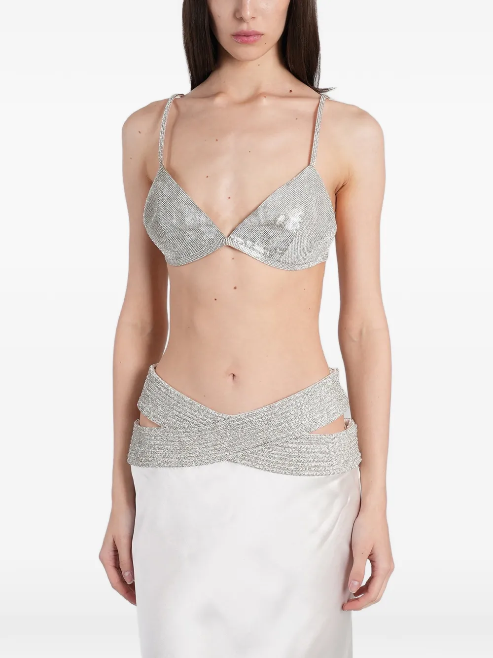 Nuè crystal-embellished top - Metallic