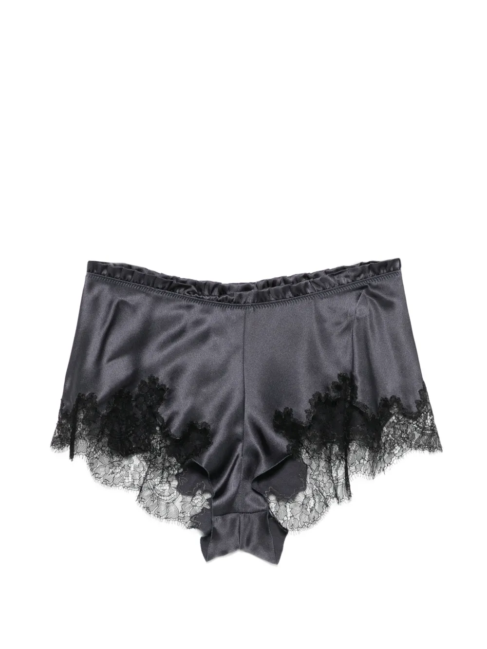 Carine Gilson Shorts in seta con orlo in pizzo - Grigio