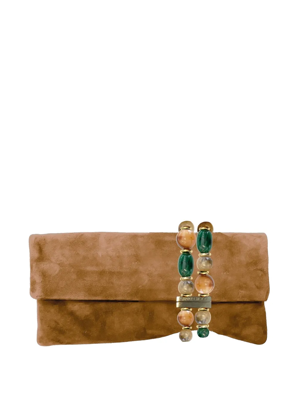 Jimmy Choo Zandra bead-embellished clutch bag - Marrone