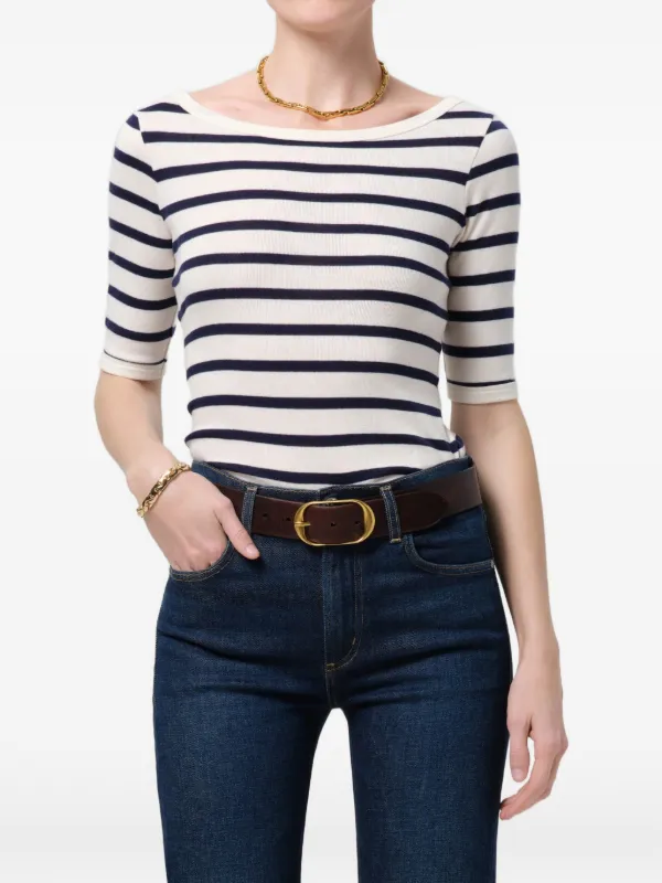 Citizens of Humanity Boat-neck Striped T-shirt in Neutrals