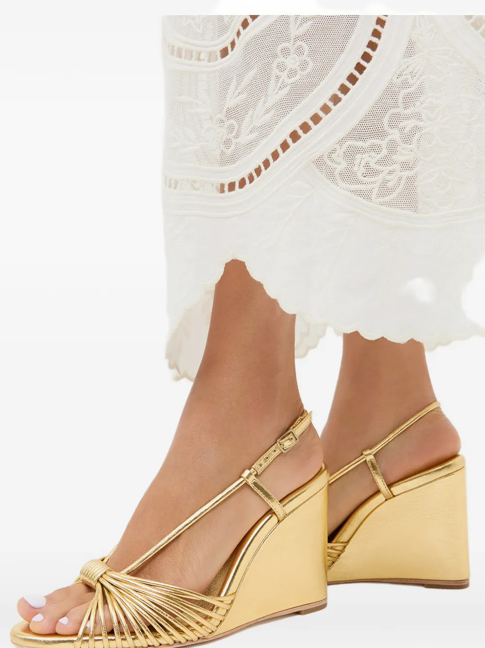 Loeffler Randall Marren knotted wedge sandals Goud