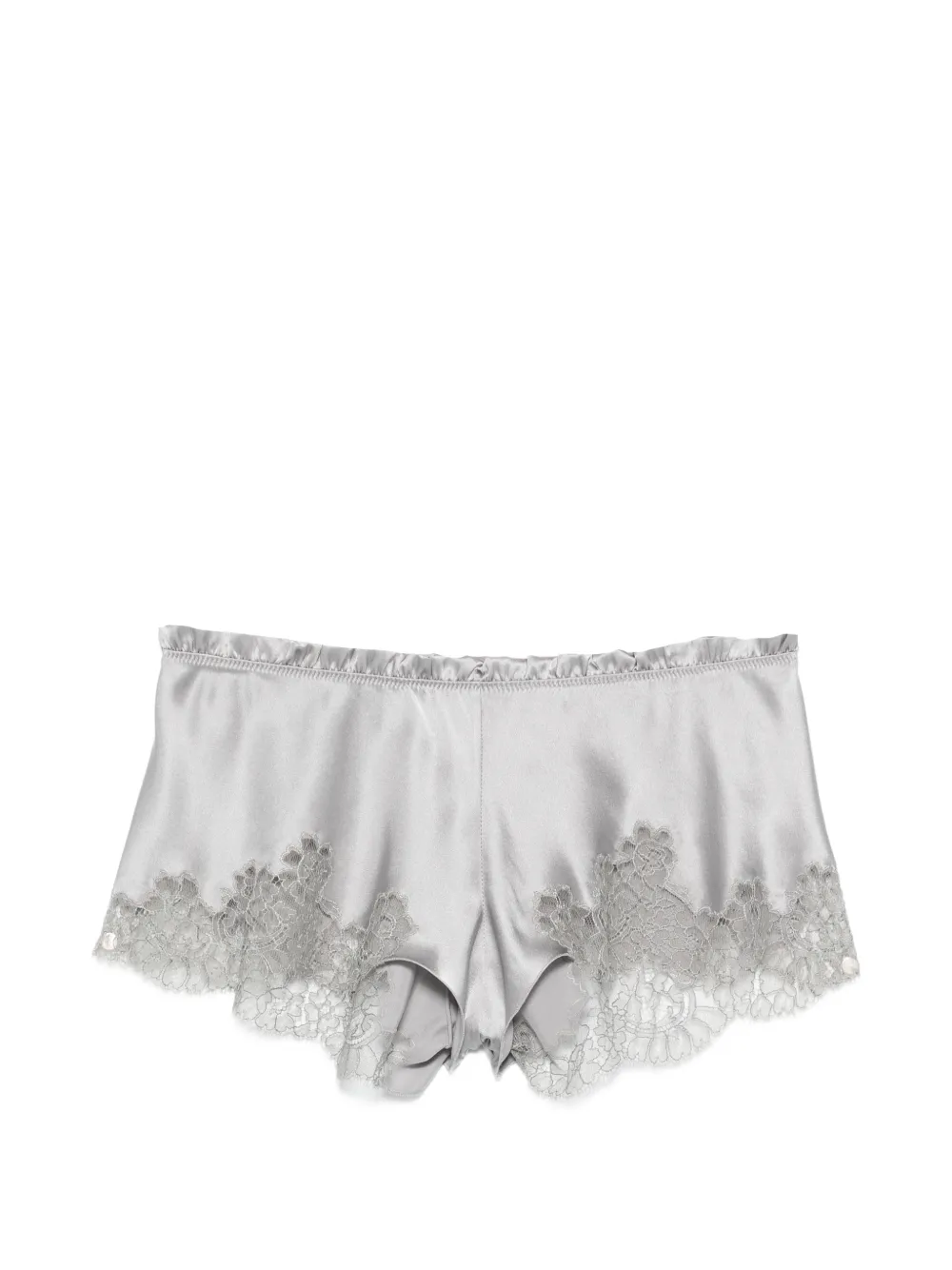 Carine Gilson Shorts in seta con orlo in pizzo - Grigio