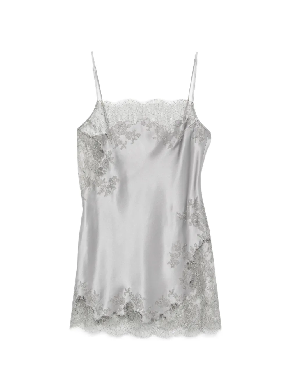 Carine Gilson Camisole-Bluse aus Seide mit Spitzenbesatz - Grau
