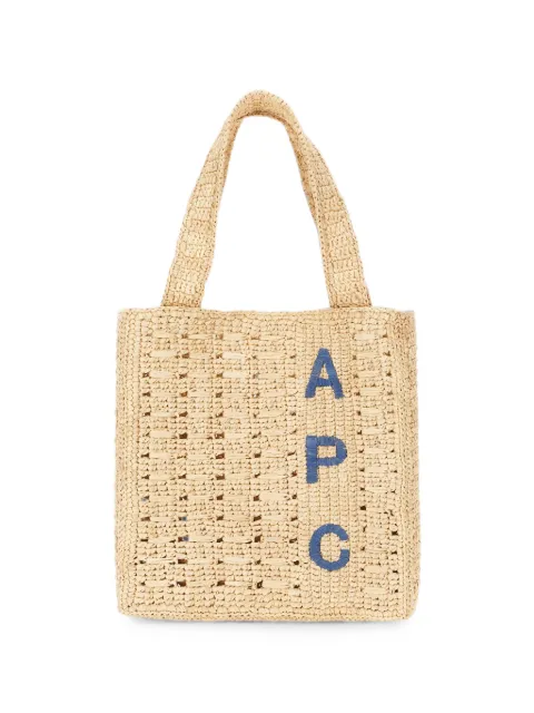 A.P.C. logo刺绣编织托特包