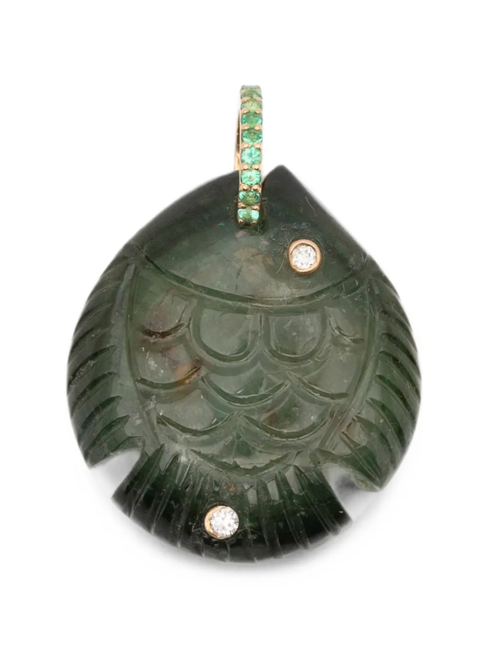 Violette tourmaline and diamond fish pendant