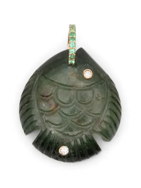Violette tourmaline and diamond fish pendant